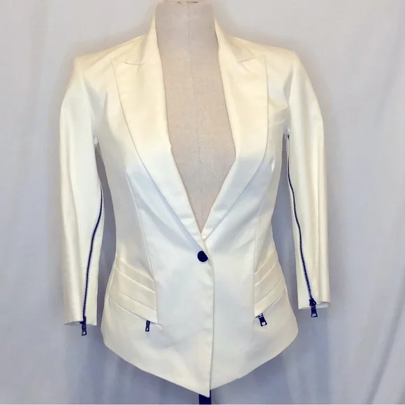 Robert Rodriguez White Jacket with Silver Beaded Back NWT - Picture 2 of 11